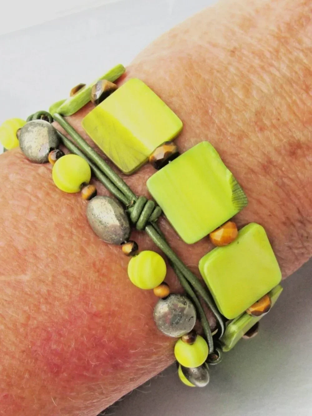 In Box SILPADA Green MOP Pyrite Tiger Eye Sterling Silver Toggle Bracelet B1132 - Picture 4 of 5